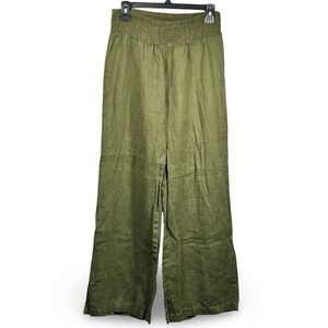 Bebe 100% Linen Wide Leg Pull On Pants Size Medium Made in USA Boho Lounge Beach